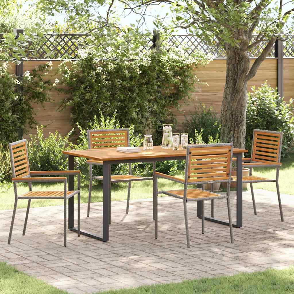 Garten Essgruppe 5 Stk. Grau Massivholz Akazie
