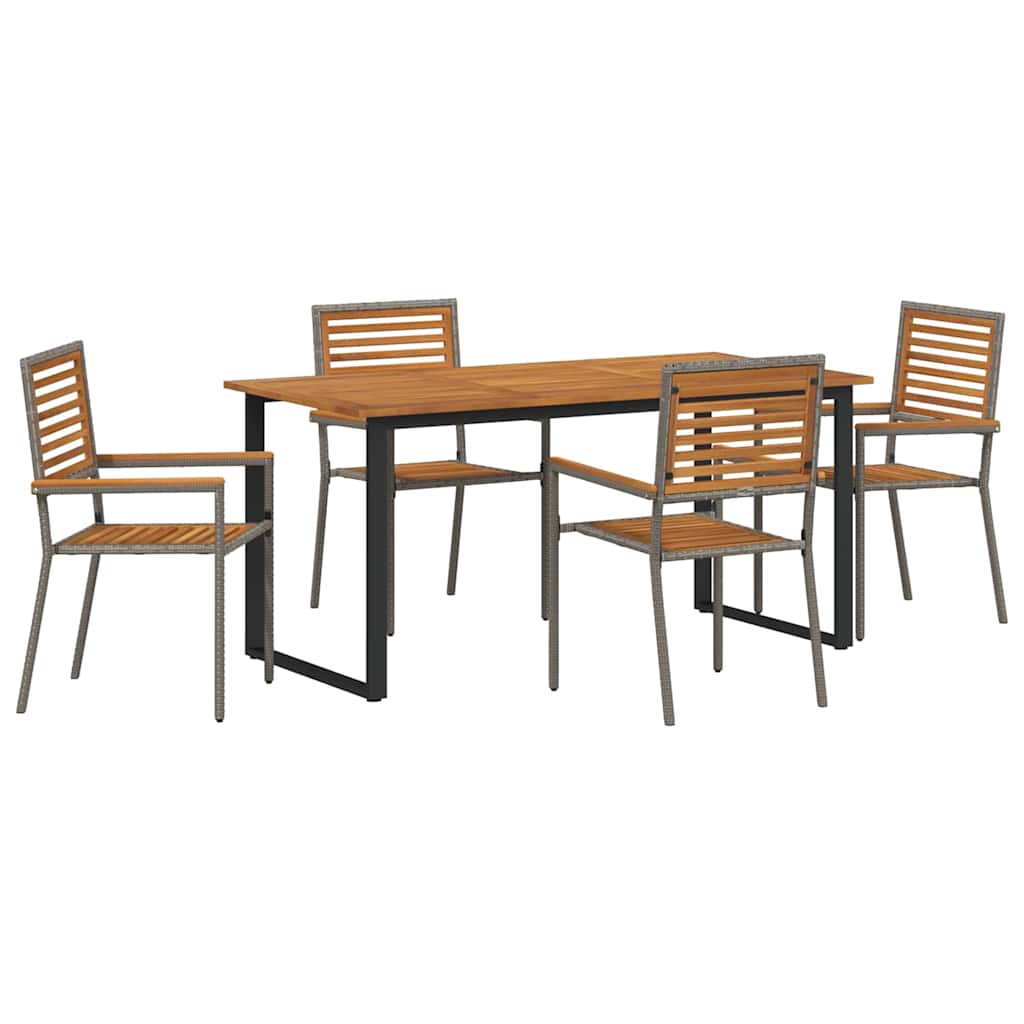 Garten Essgruppe 5 Stk. Grau Massivholz Akazie