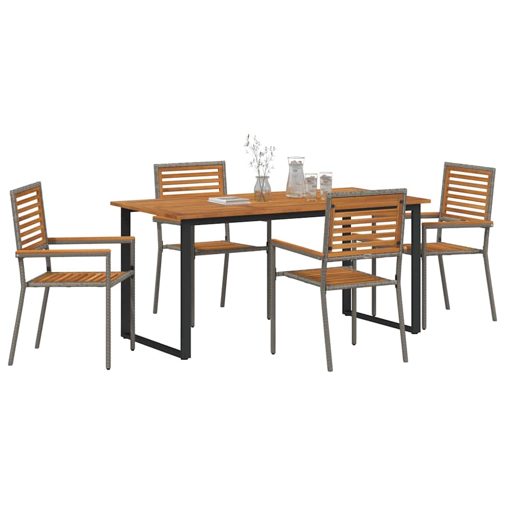Garten Essgruppe 5 Stk. Grau Massivholz Akazie