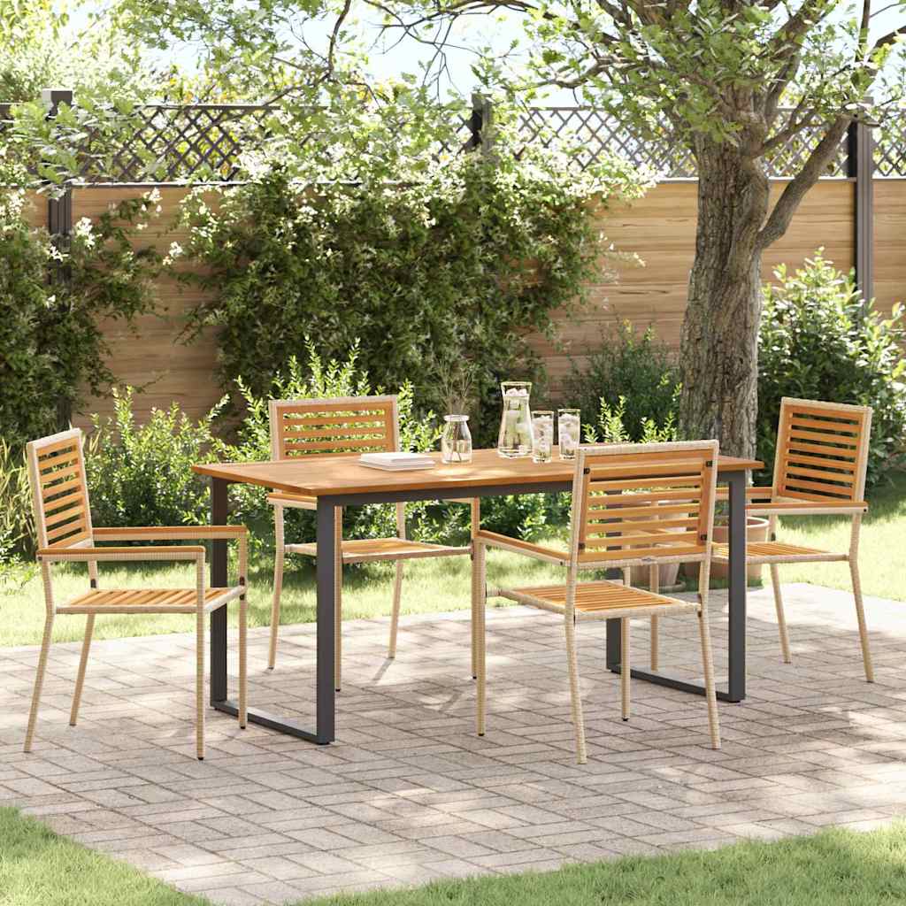 Garten Essgruppe 5 stk. Beige Massivholz Akazie