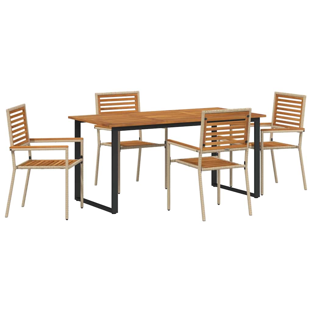 Garten Essgruppe 5 stk. Beige Massivholz Akazie