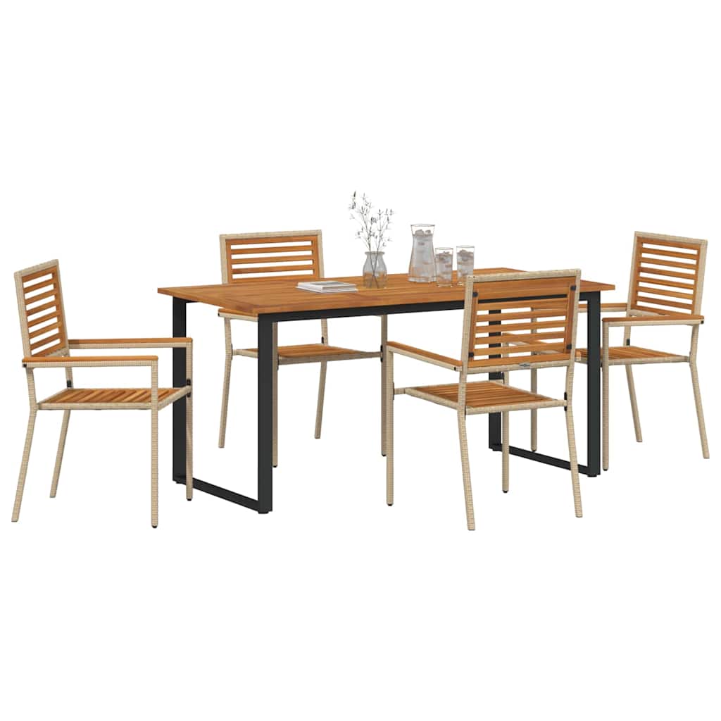 Garten Essgruppe 5 stk. Beige Massivholz Akazie