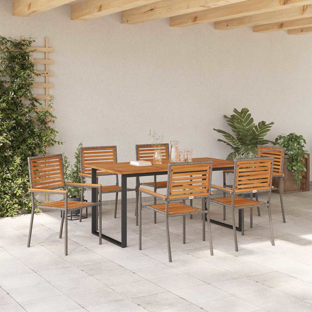 Garten Essgruppe 7 Stk. Grau Massivholz Akazie