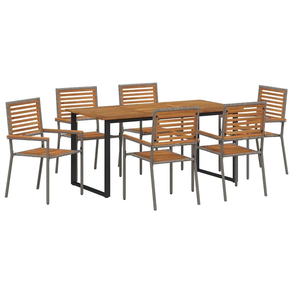 Garten Essgruppe 7 Stk. Grau Massivholz Akazie