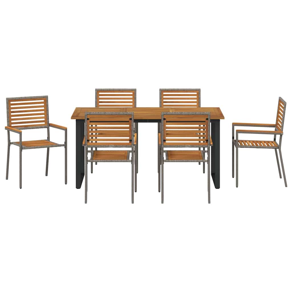Garten Essgruppe 7 Stk. Grau Massivholz Akazie