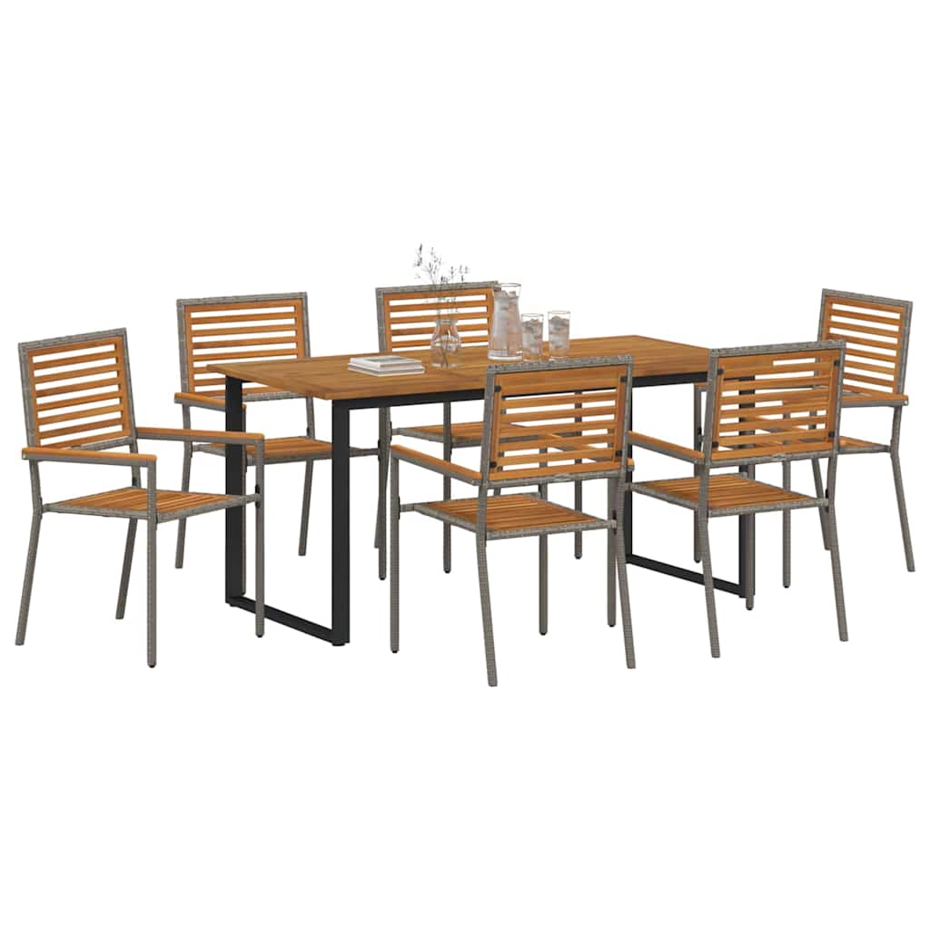Garten Essgruppe 7 Stk. Grau Massivholz Akazie