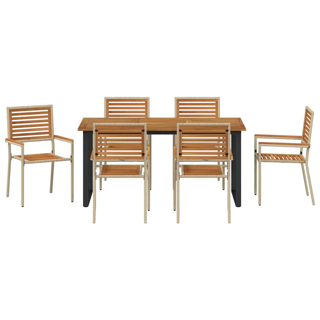 Garten Essgruppe 7 pcs Beige Massivholz Akazie