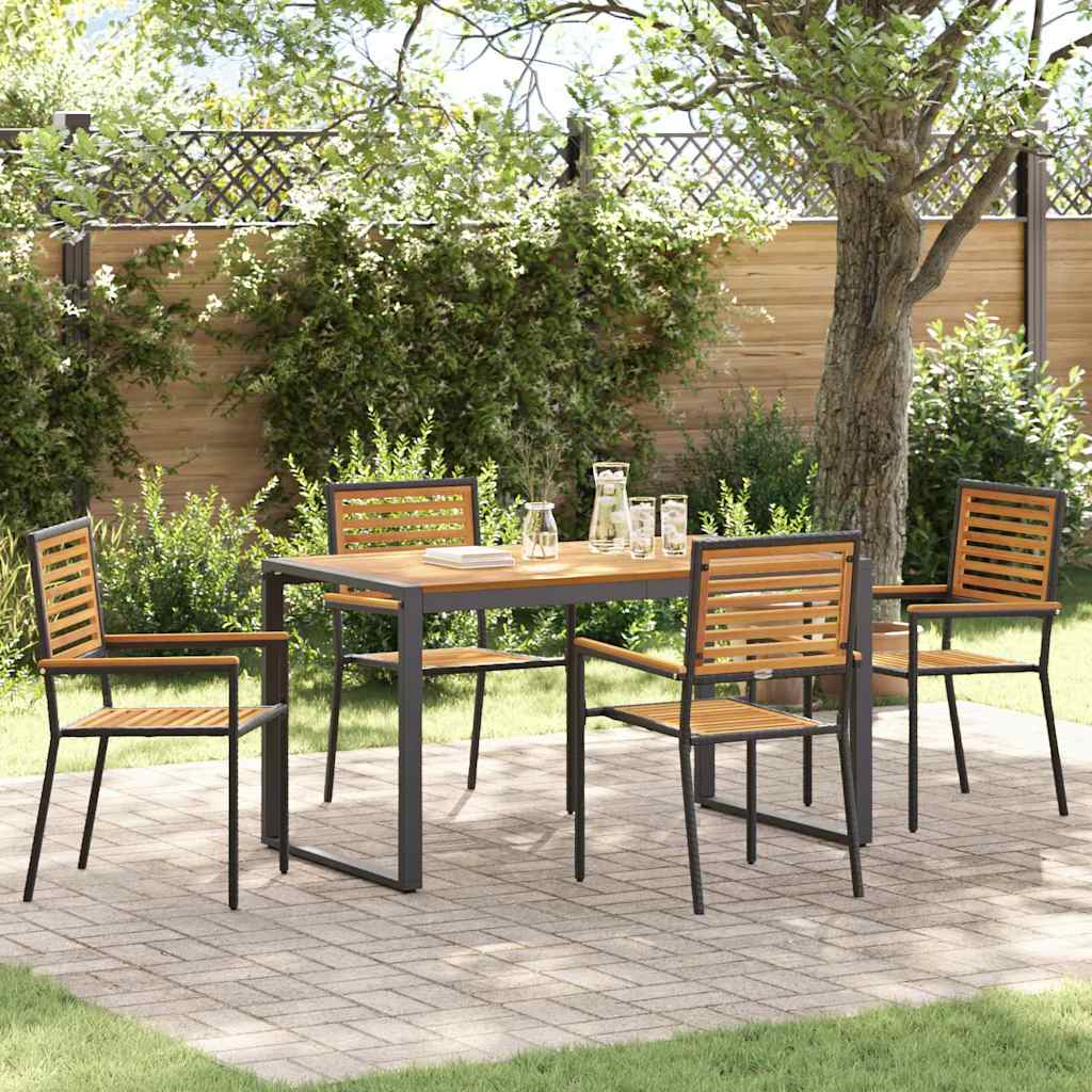 Garten Essgruppe 5 pcs Schwarz und Braun Poly-Rattan
