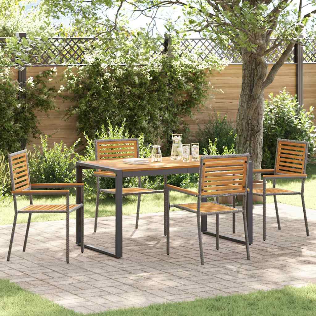 Garten Essgruppe 5 stk. Grau und Braun Poly-Rattan