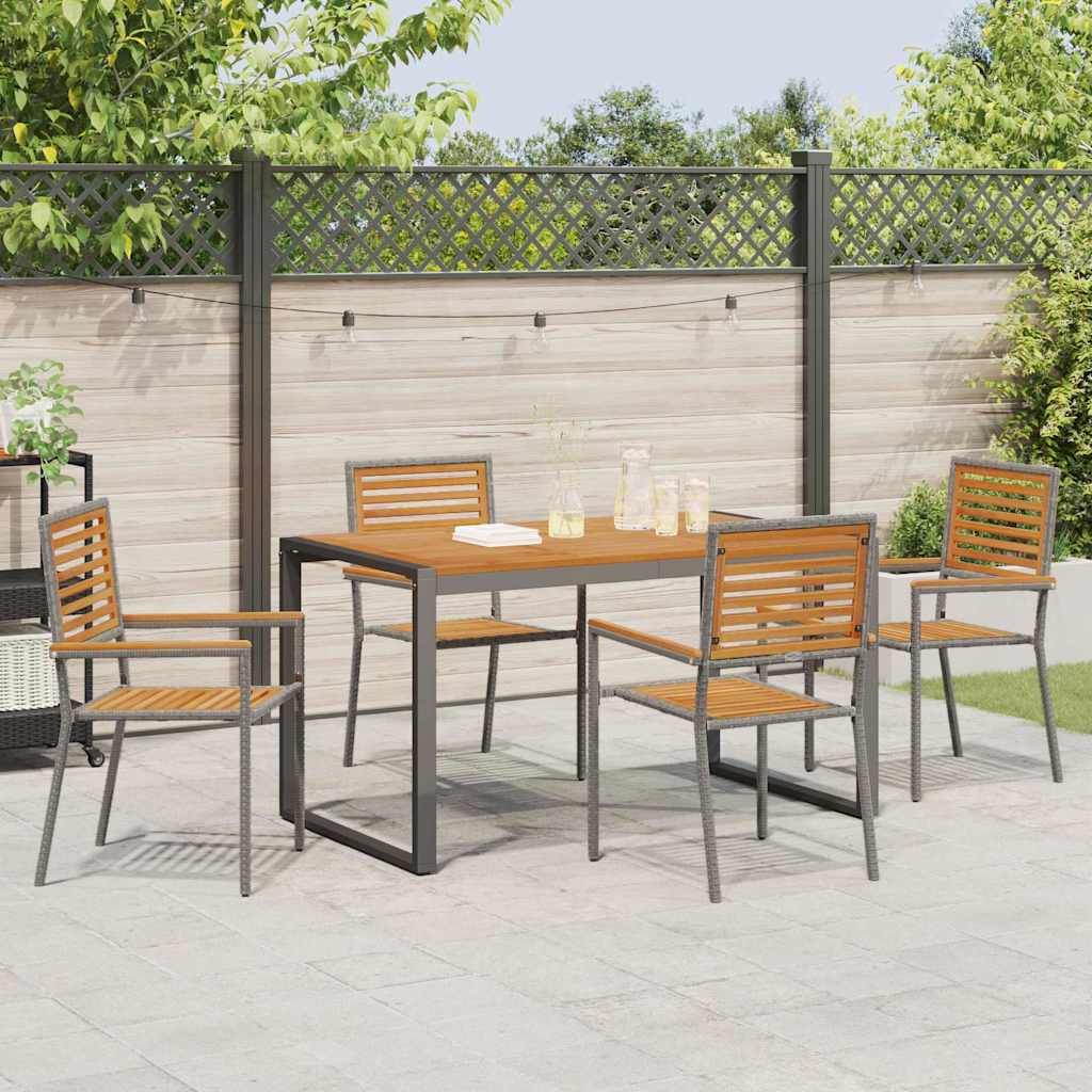 Garten Essgruppe 5 stk. Grau und Braun Poly-Rattan