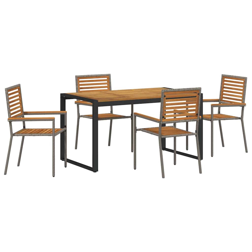 Garten Essgruppe 5 stk. Grau und Braun Poly-Rattan