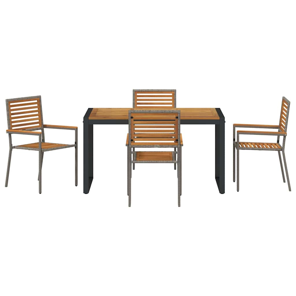 Garten Essgruppe 5 stk. Grau und Braun Poly-Rattan