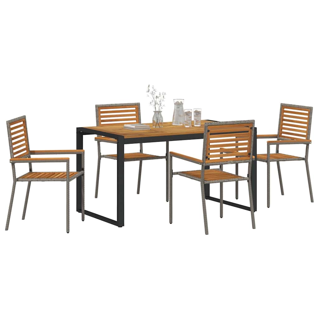 Garten Essgruppe 5 stk. Grau und Braun Poly-Rattan