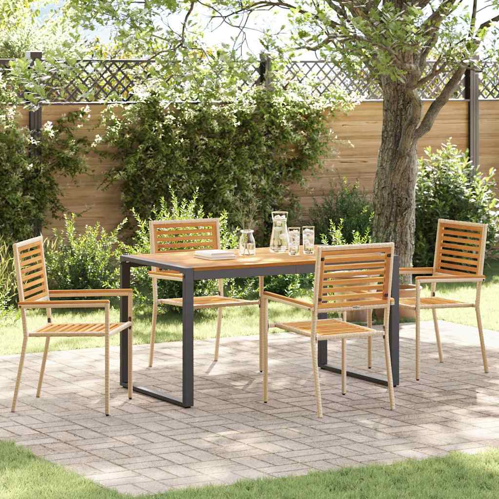 Garten Essgruppe 5 Stk. Beige und Braun Poly-Rattan