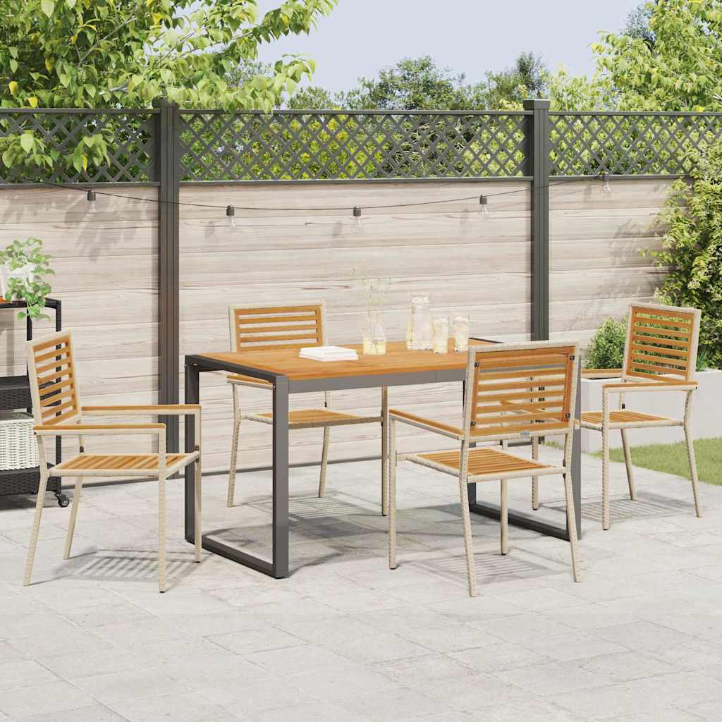 Garten Essgruppe 5 Stk. Beige und Braun Poly-Rattan