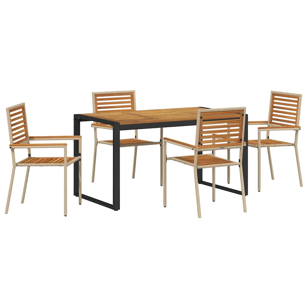Garten Essgruppe 5 Stk. Beige und Braun Poly-Rattan