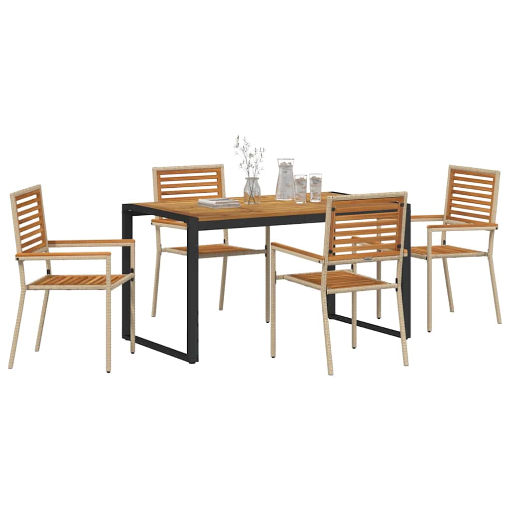 Garten Essgruppe 5 Stk. Beige und Braun Poly-Rattan