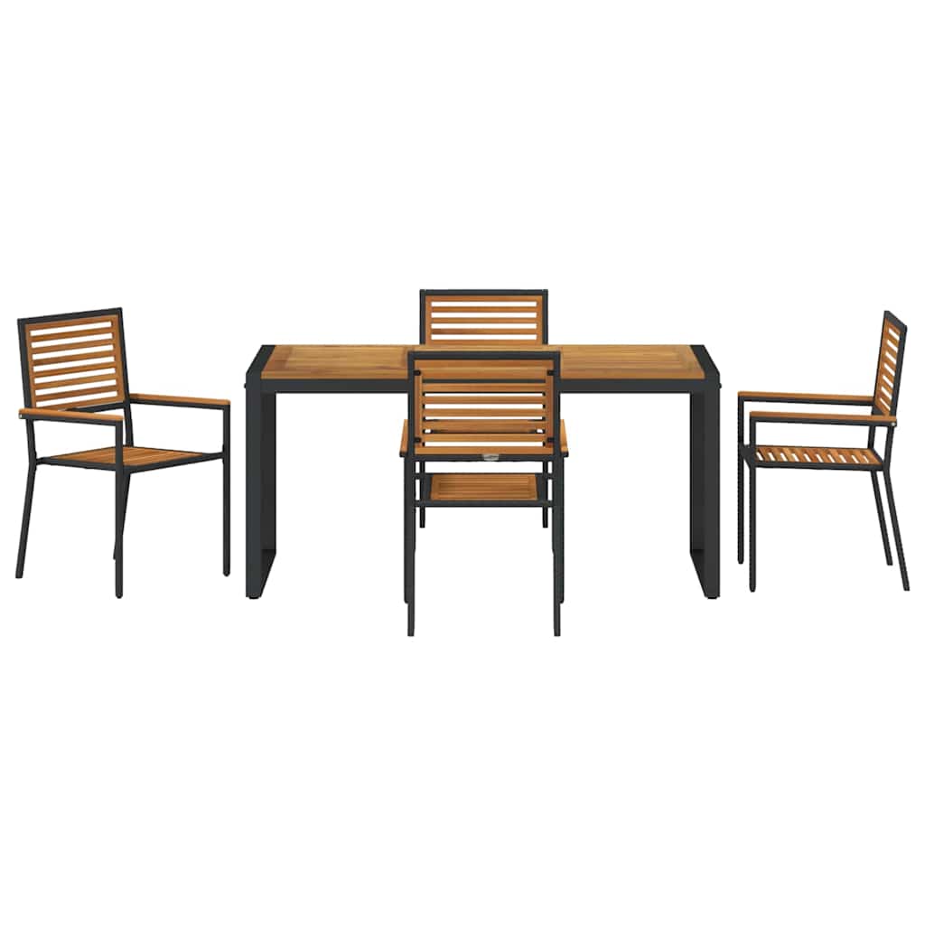 Garten Essgruppe 5 pcs Schwarz und Braun Poly-Rattan