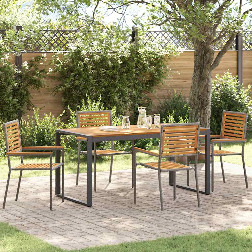 Garten Essgruppe 5 stk. Grau und Braun Poly-Rattan