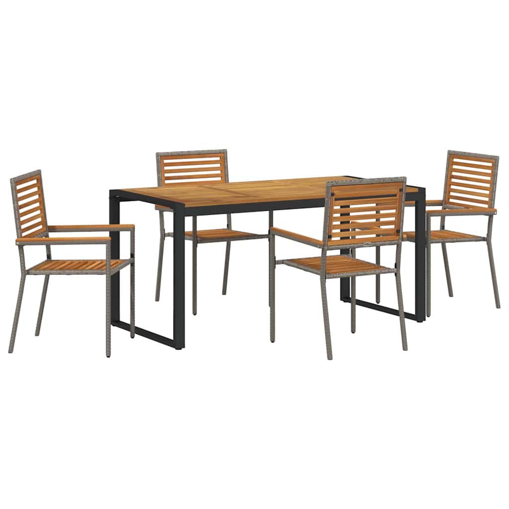Garten Essgruppe 5 stk. Grau und Braun Poly-Rattan