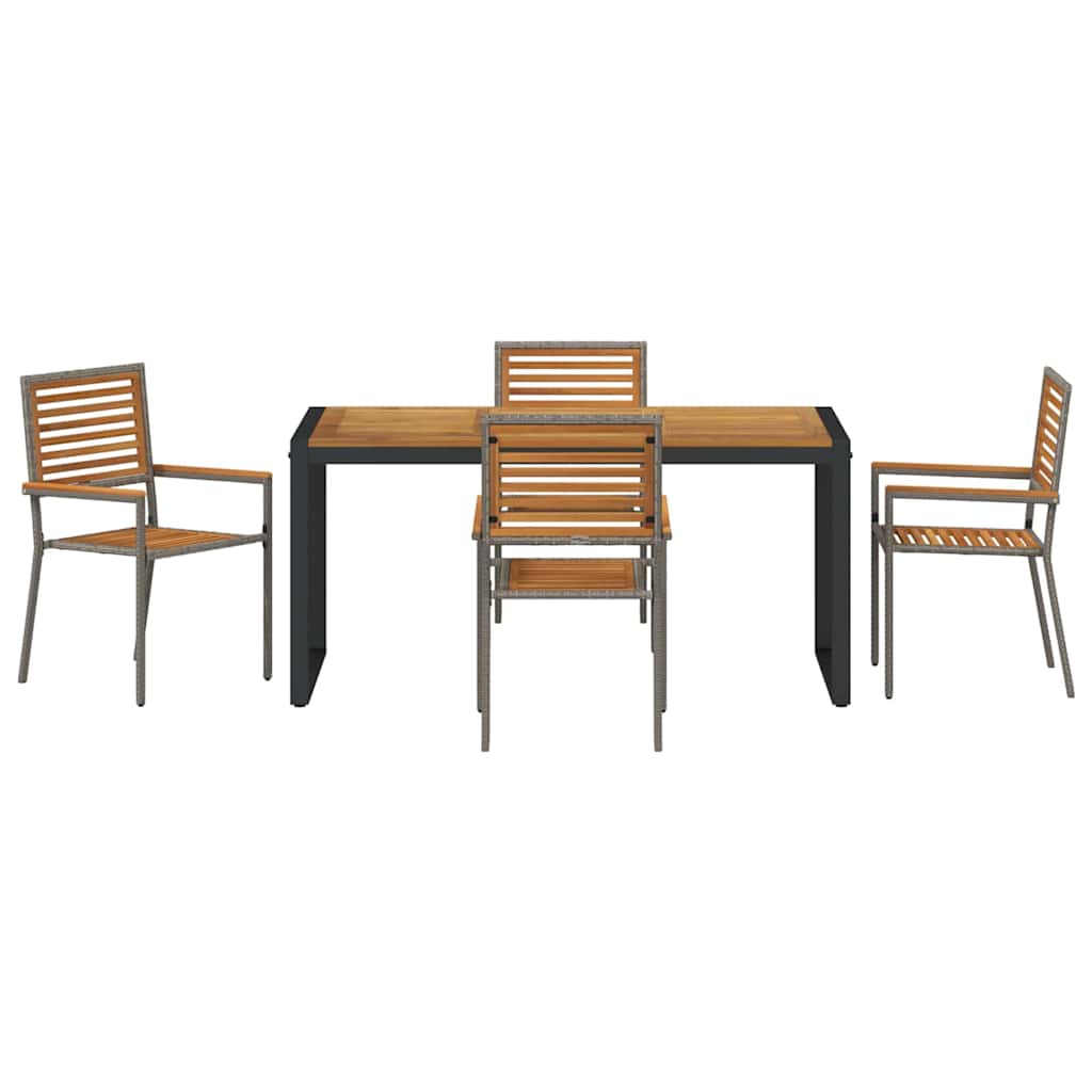 Garten Essgruppe 5 stk. Grau und Braun Poly-Rattan