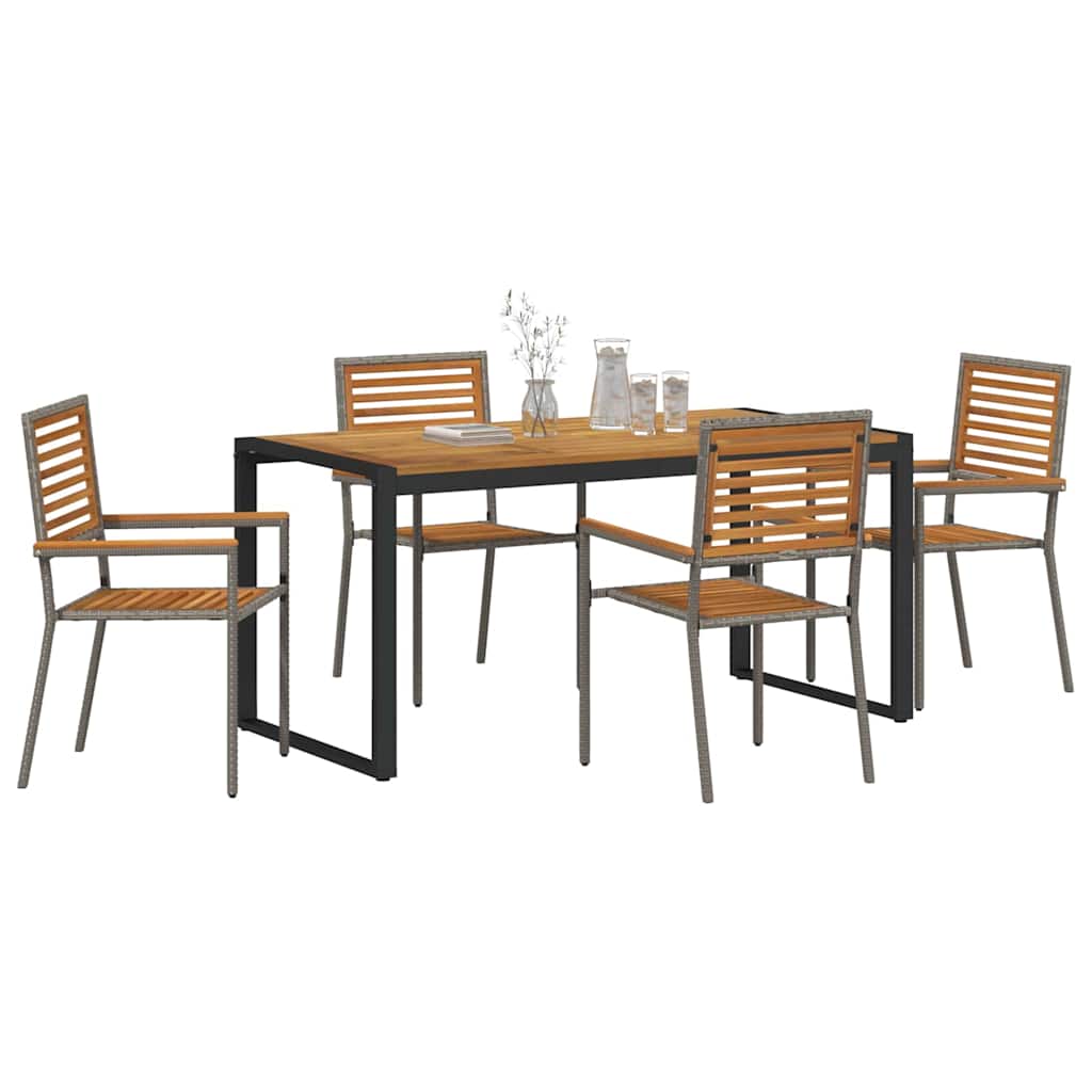 Garten Essgruppe 5 stk. Grau und Braun Poly-Rattan