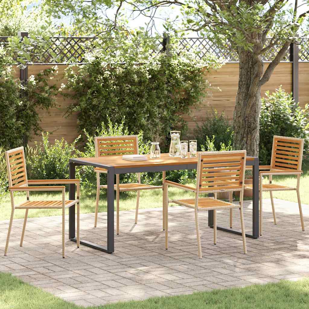 Garten Essgruppe 5 Stk. Beige und Braun Poly-Rattan