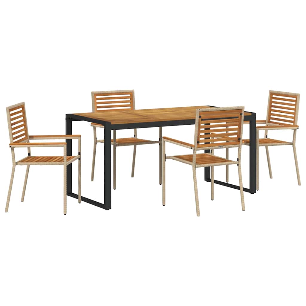 Garten Essgruppe 5 Stk. Beige und Braun Poly-Rattan