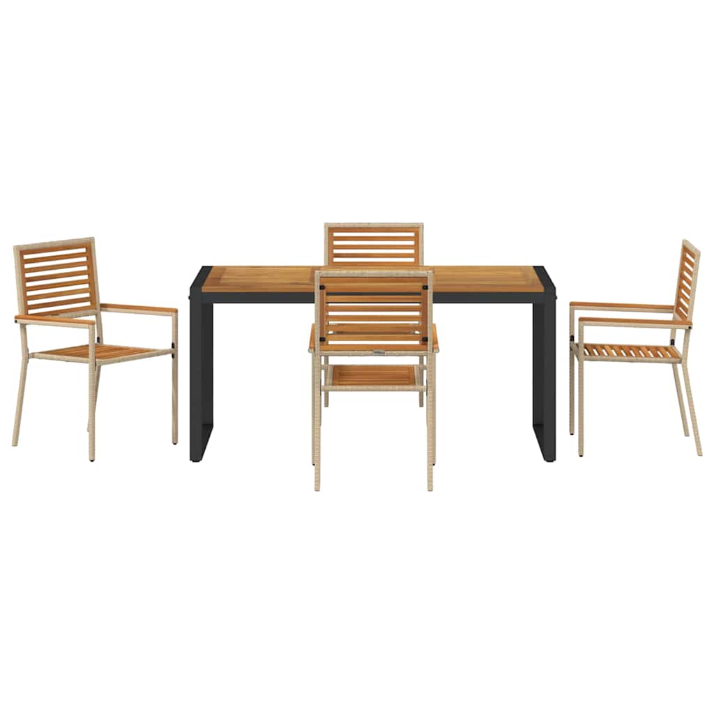 Garten Essgruppe 5 Stk. Beige und Braun Poly-Rattan