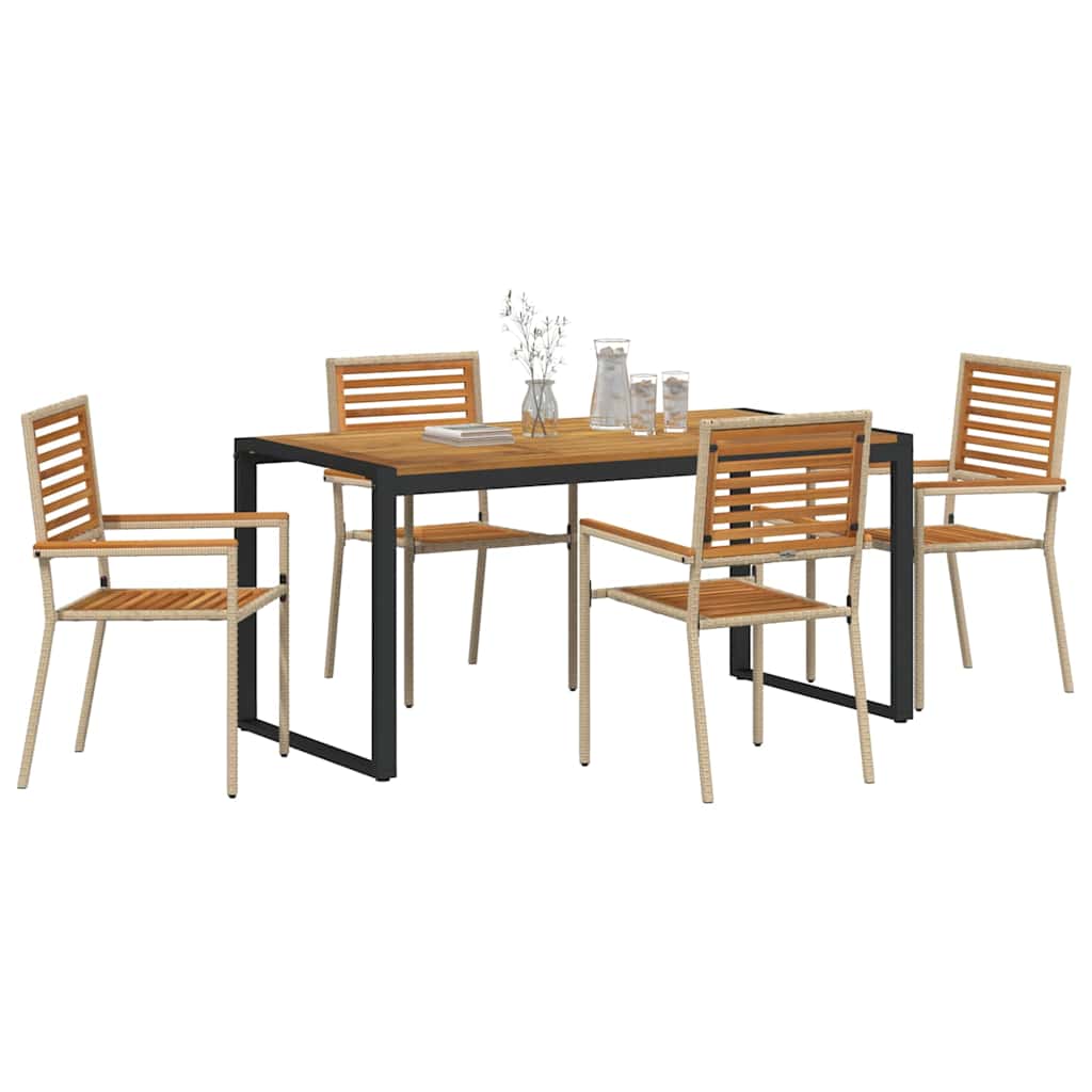 Garten Essgruppe 5 Stk. Beige und Braun Poly-Rattan