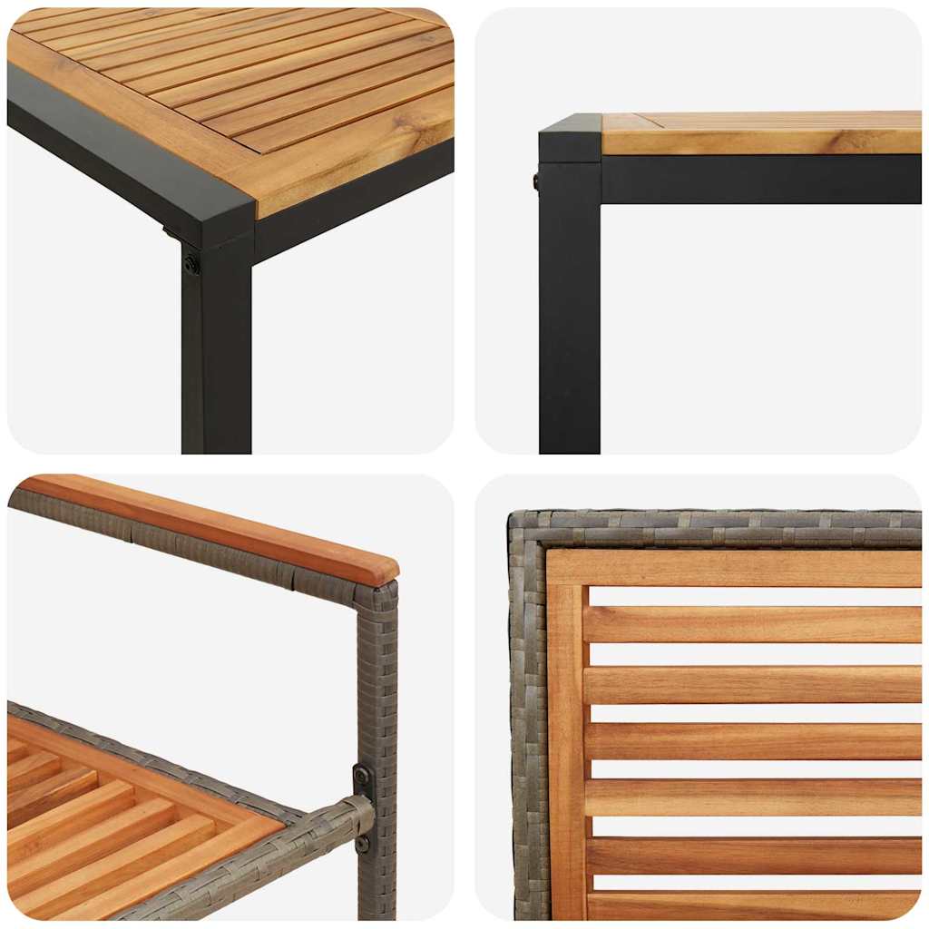 Garten Essgruppe 7 stk. Grau und Braun Poly-Rattan