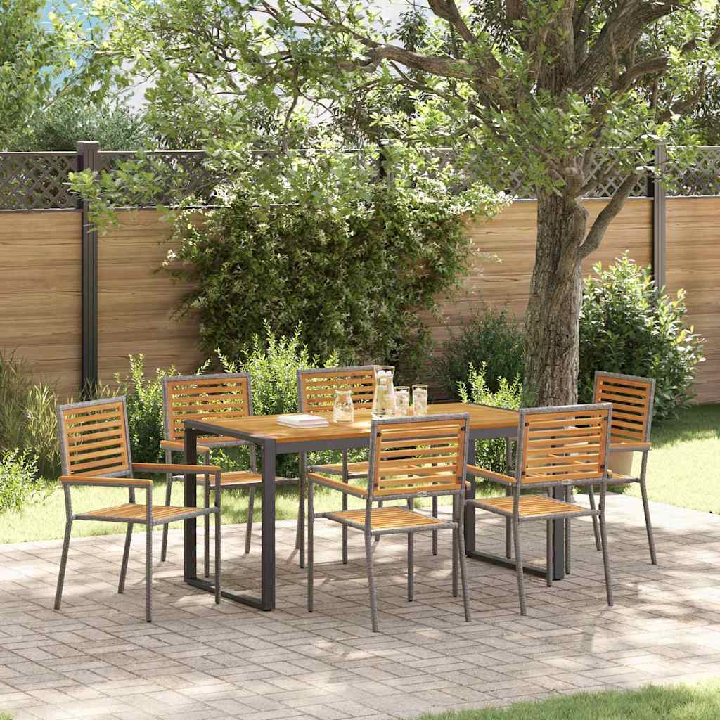 Garten Essgruppe 7 stk. Grau und Braun Poly-Rattan