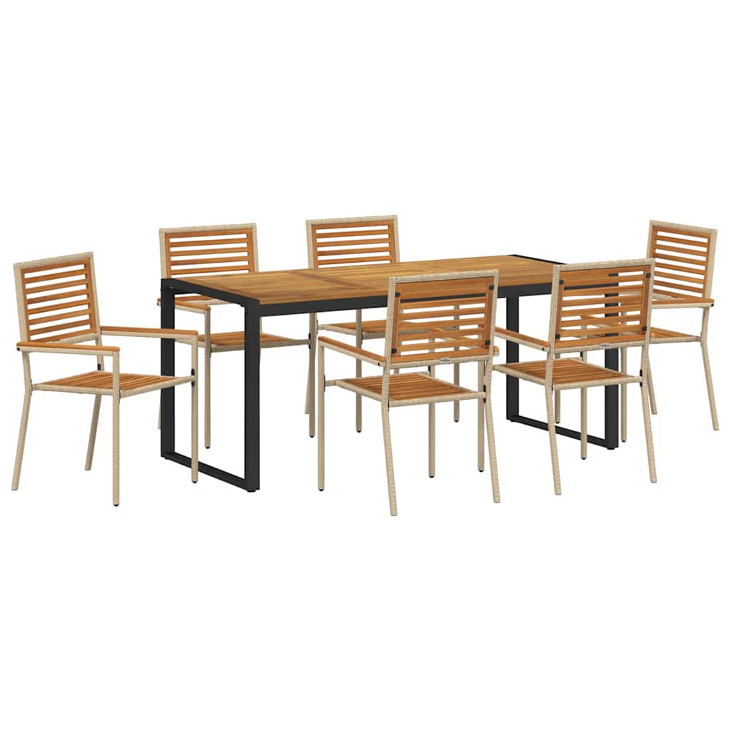 Garten Essgruppe 7 pcs Beige und Braun Poly-Rattan