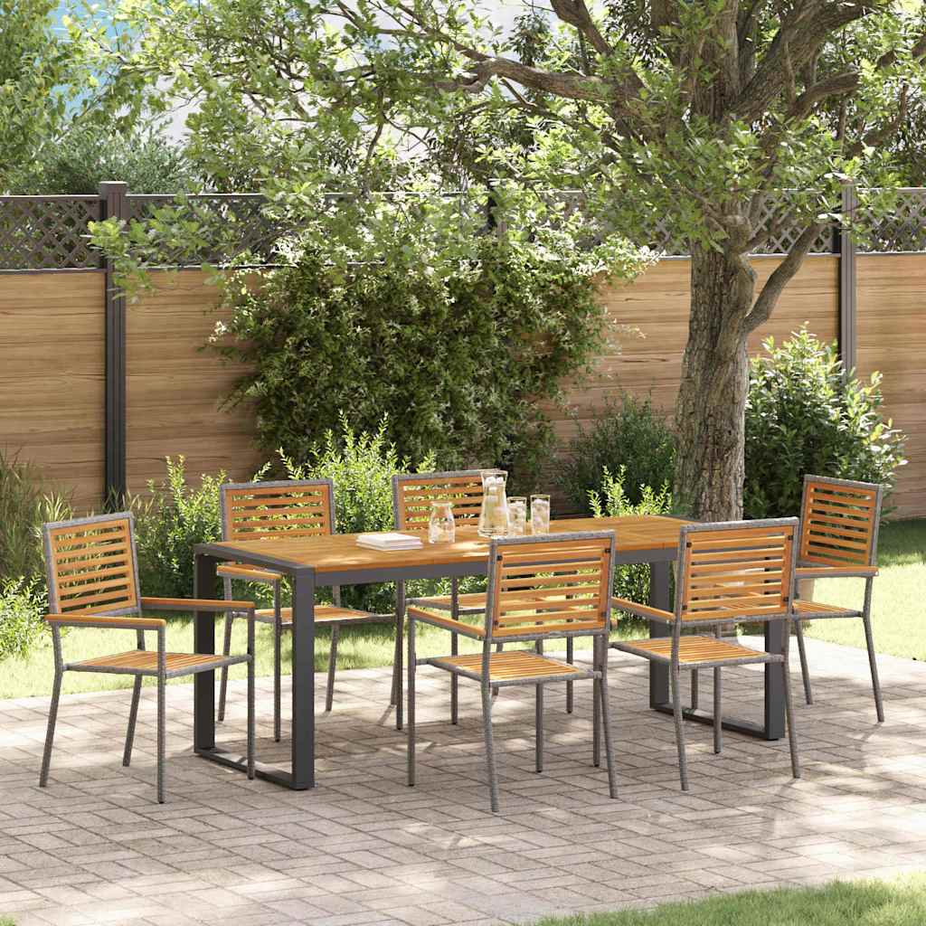 Garten Essgruppe 7 stk. Grau und Braun Poly-Rattan