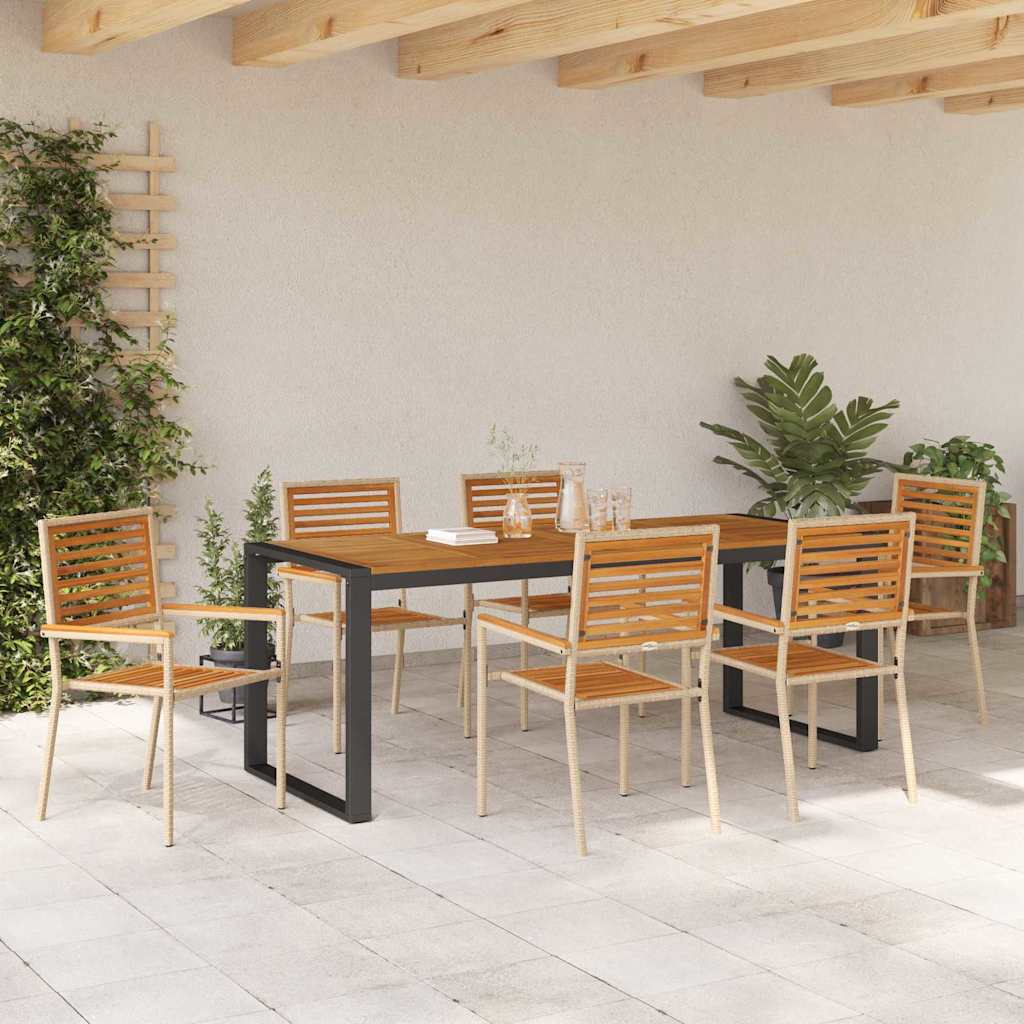 Garten Essgruppe 7 pcs Beige und Braun Poly-Rattan