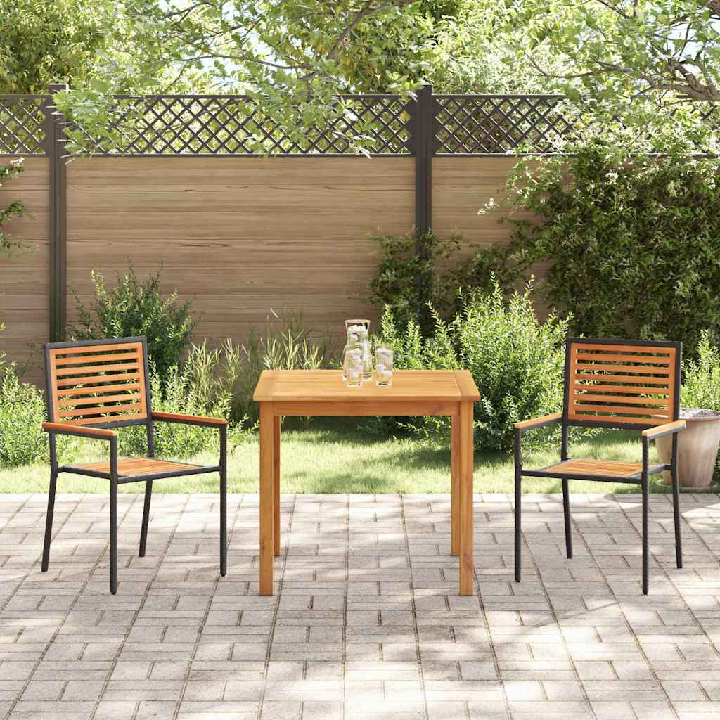 Garten Essgruppe 3 pcs Schwarz Massivholz Akazie