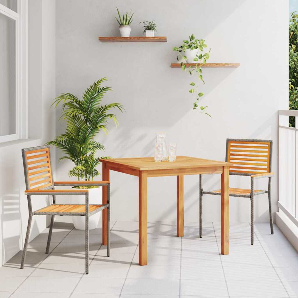 Garten Essgruppe 3 Stk. Grau Massivholz Akazie