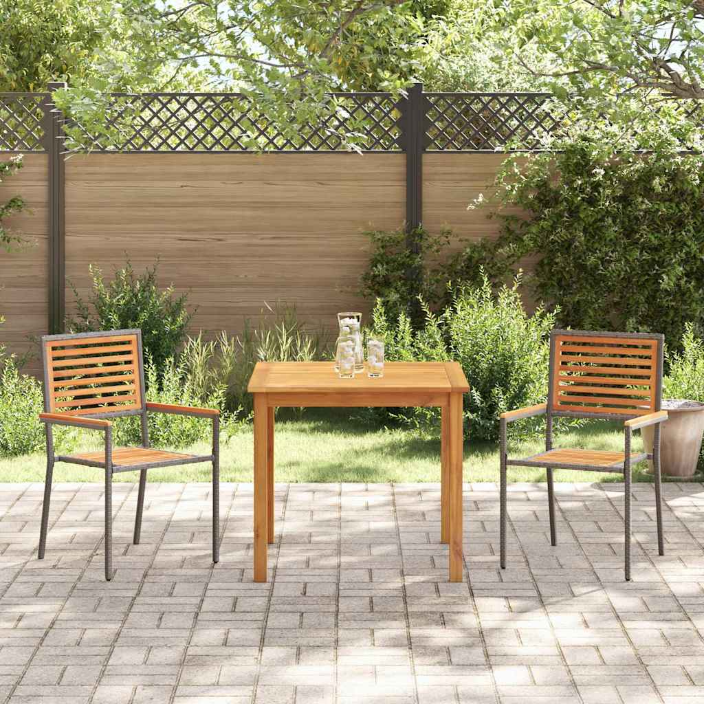 Garten Essgruppe 3 Stk. Grau Massivholz Akazie
