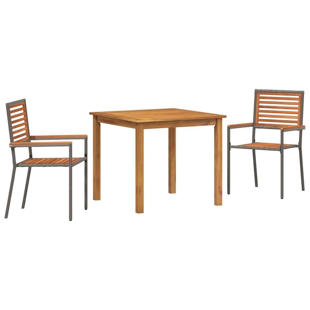 Garten Essgruppe 3 Stk. Grau Massivholz Akazie