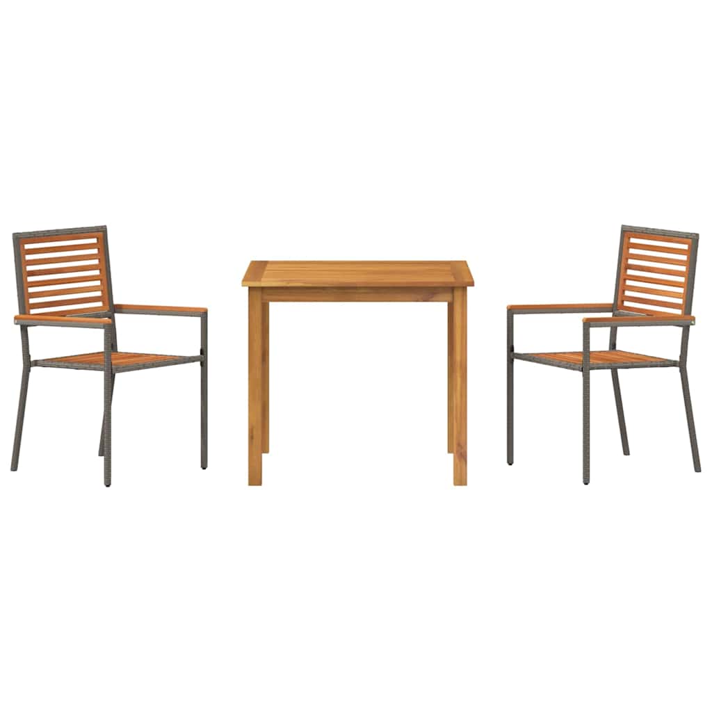 Garten Essgruppe 3 Stk. Grau Massivholz Akazie