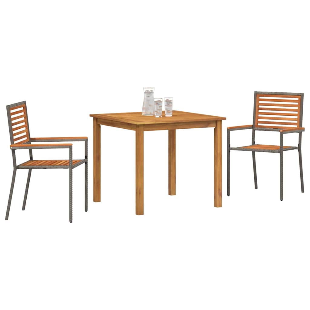 Garten Essgruppe 3 Stk. Grau Massivholz Akazie