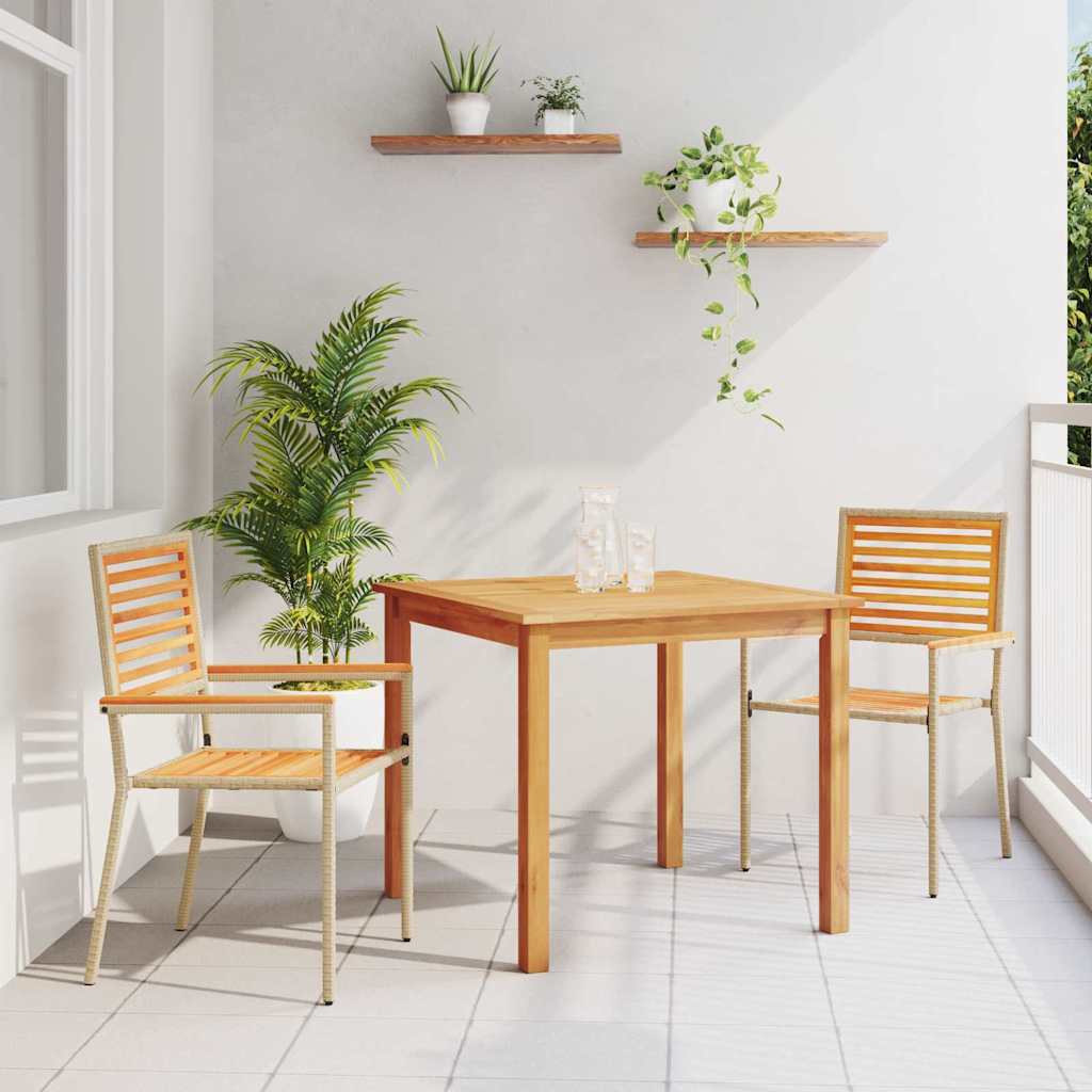 Garten Essgruppe 3 Stk. Beige Massivholz Akazie