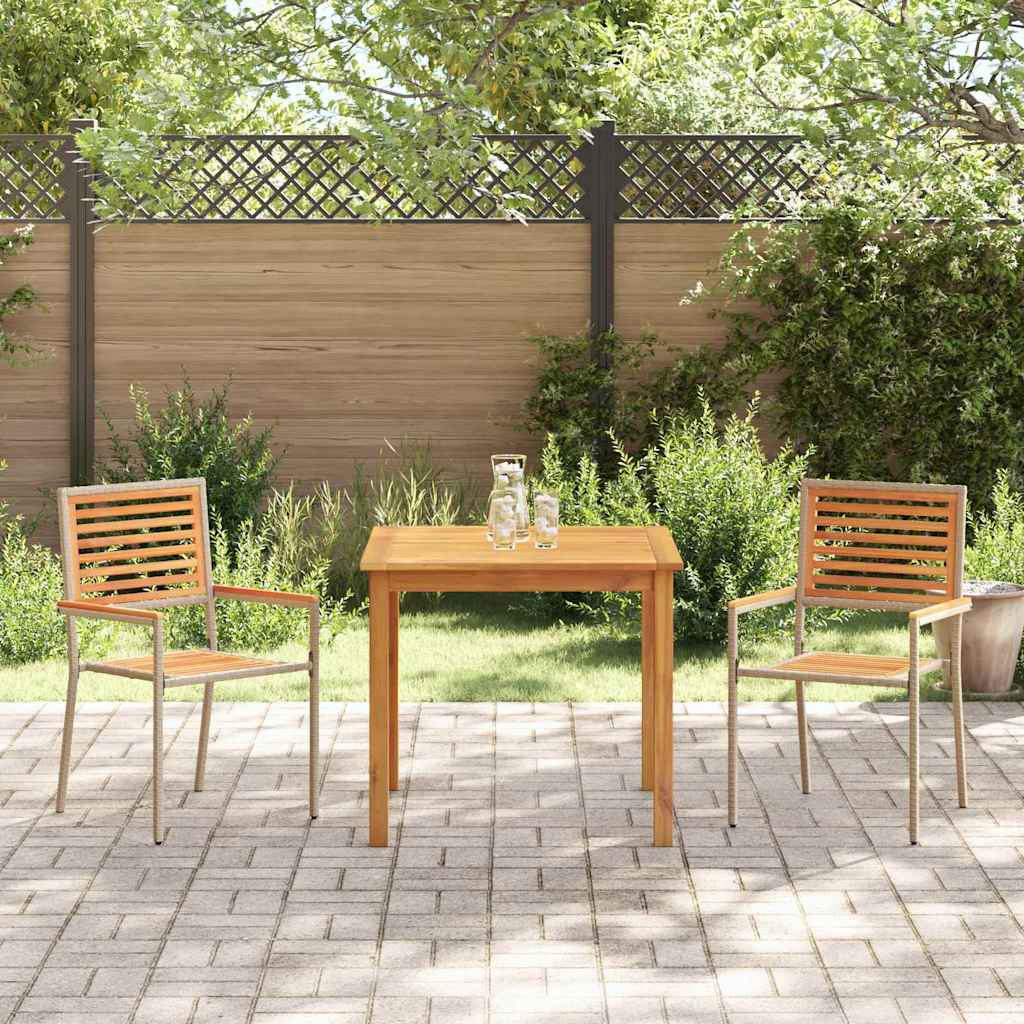 Garten Essgruppe 3 Stk. Beige Massivholz Akazie