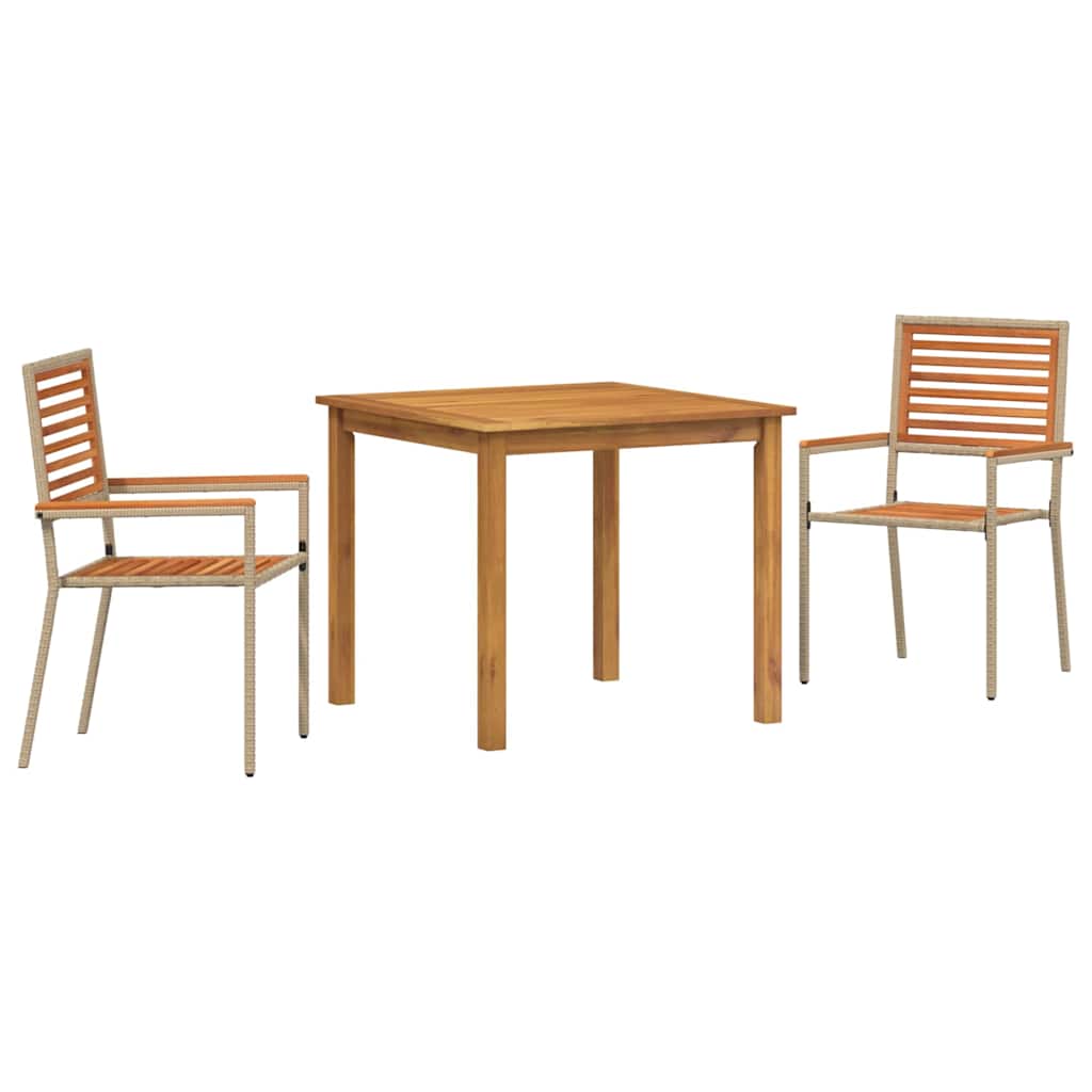 Garten Essgruppe 3 Stk. Beige Massivholz Akazie
