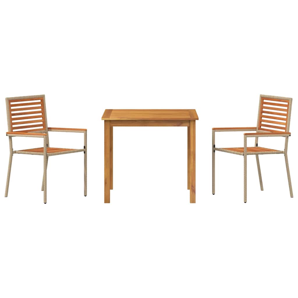 Garten Essgruppe 3 Stk. Beige Massivholz Akazie