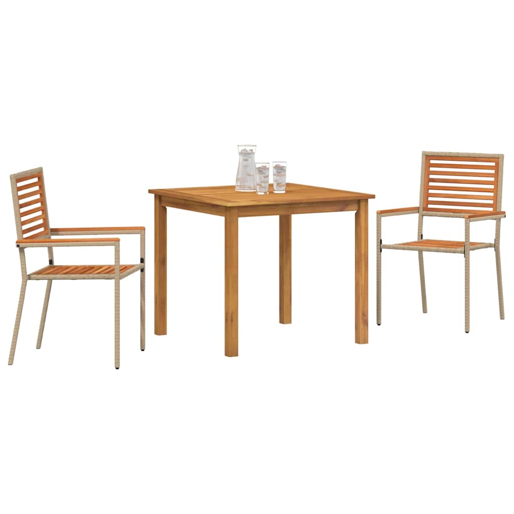 Garten Essgruppe 3 Stk. Beige Massivholz Akazie