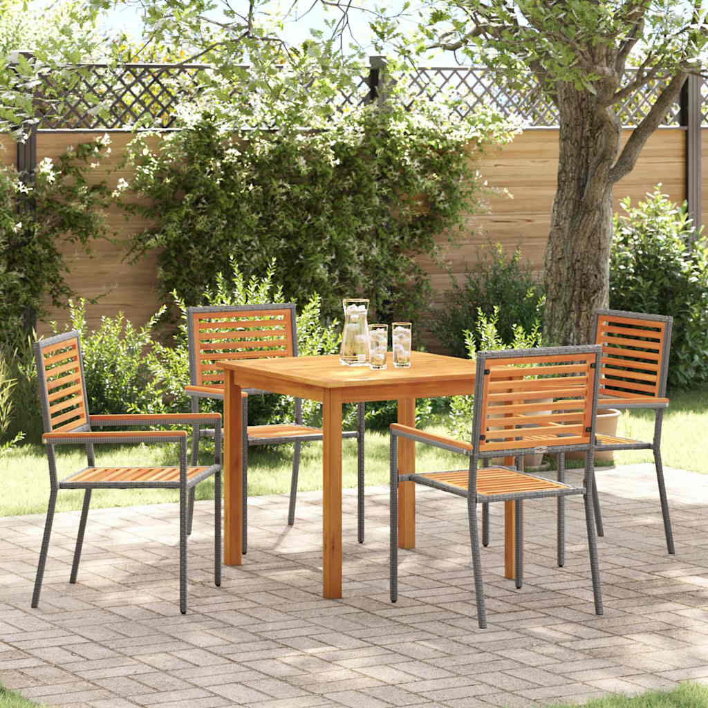Garten Essgruppe 5 Stk. Grau Massivholz Akazie