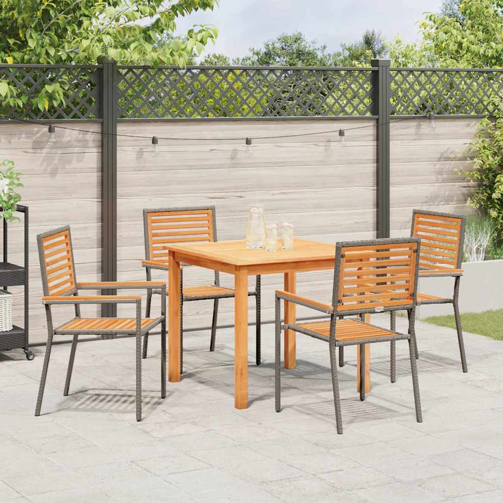 Garten Essgruppe 5 Stk. Grau Massivholz Akazie