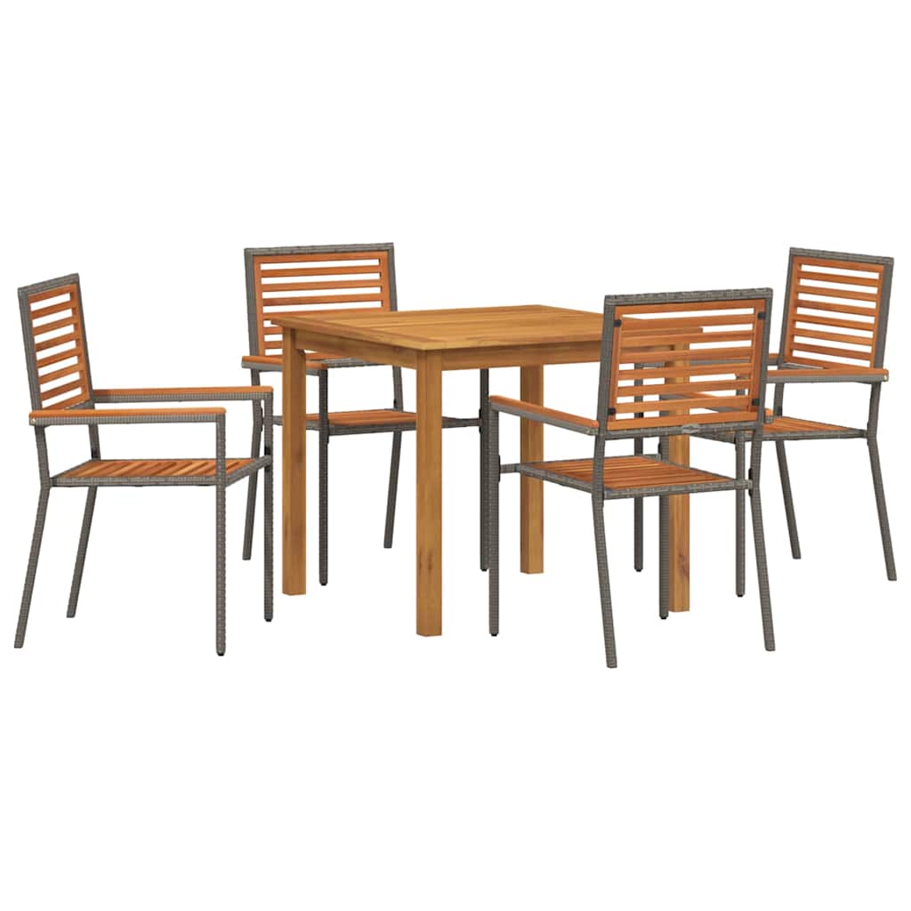 Garten Essgruppe 5 Stk. Grau Massivholz Akazie