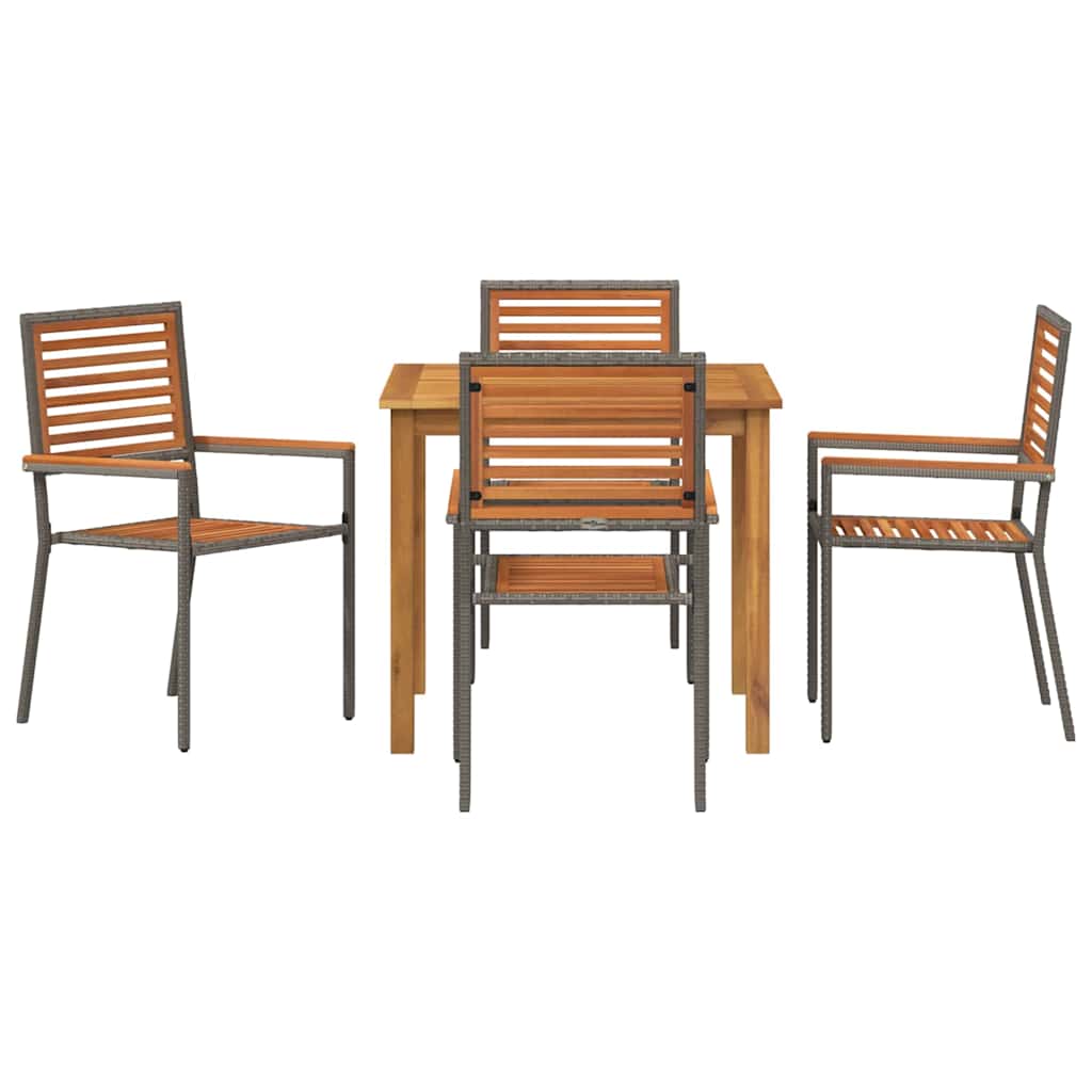Garten Essgruppe 5 Stk. Grau Massivholz Akazie